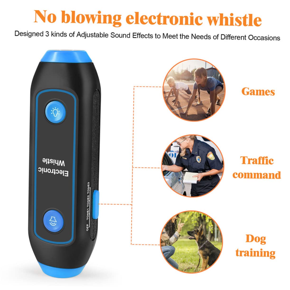 Hemobllo Sifflet Électronique Bleu en Abs, 120-150 DB avec Cordon