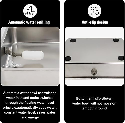 Miniatura 4 de Dispensador automático de agua de 4 galones para perros, bebedero de cerdo, cuenco de agua automático para perros al aire libre, acero sin Stianless