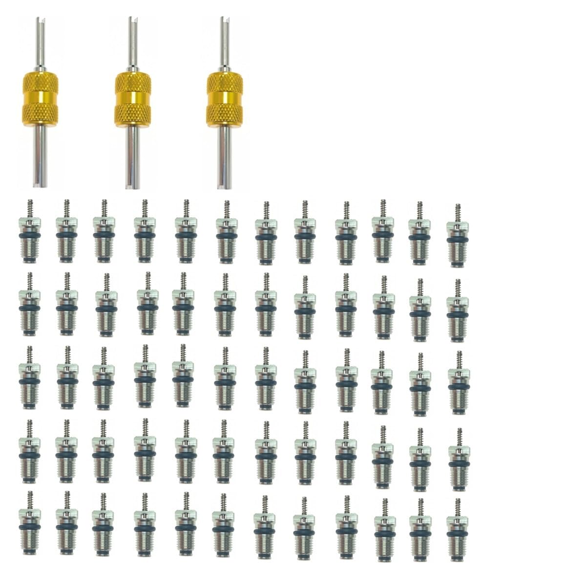 R134a-Ventilkern und Entfernungswerkzeugsatz Autoklimaanlage R134A-Ventilkern Kfz-Klimaanlagen-Service-Entfernersatz(60 pcs and 3 Tools)