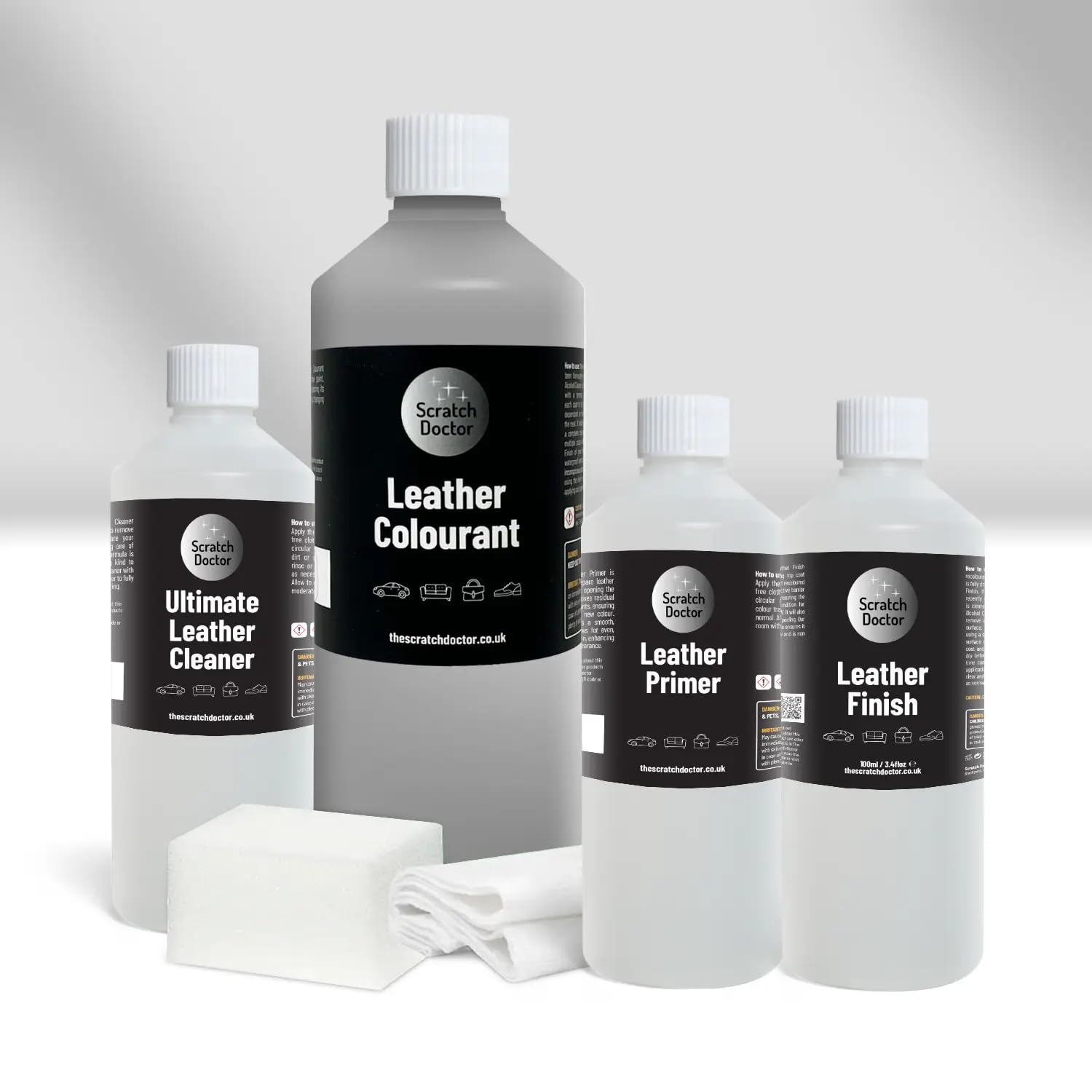 The Scratch Doctor Leather Recolouring Kit for Furniture & Car Seats | Clean, Dye & Protect | Includes Cleaner, Primer, Dye & Sealant (Dark Grey, 1000ml) — view 16