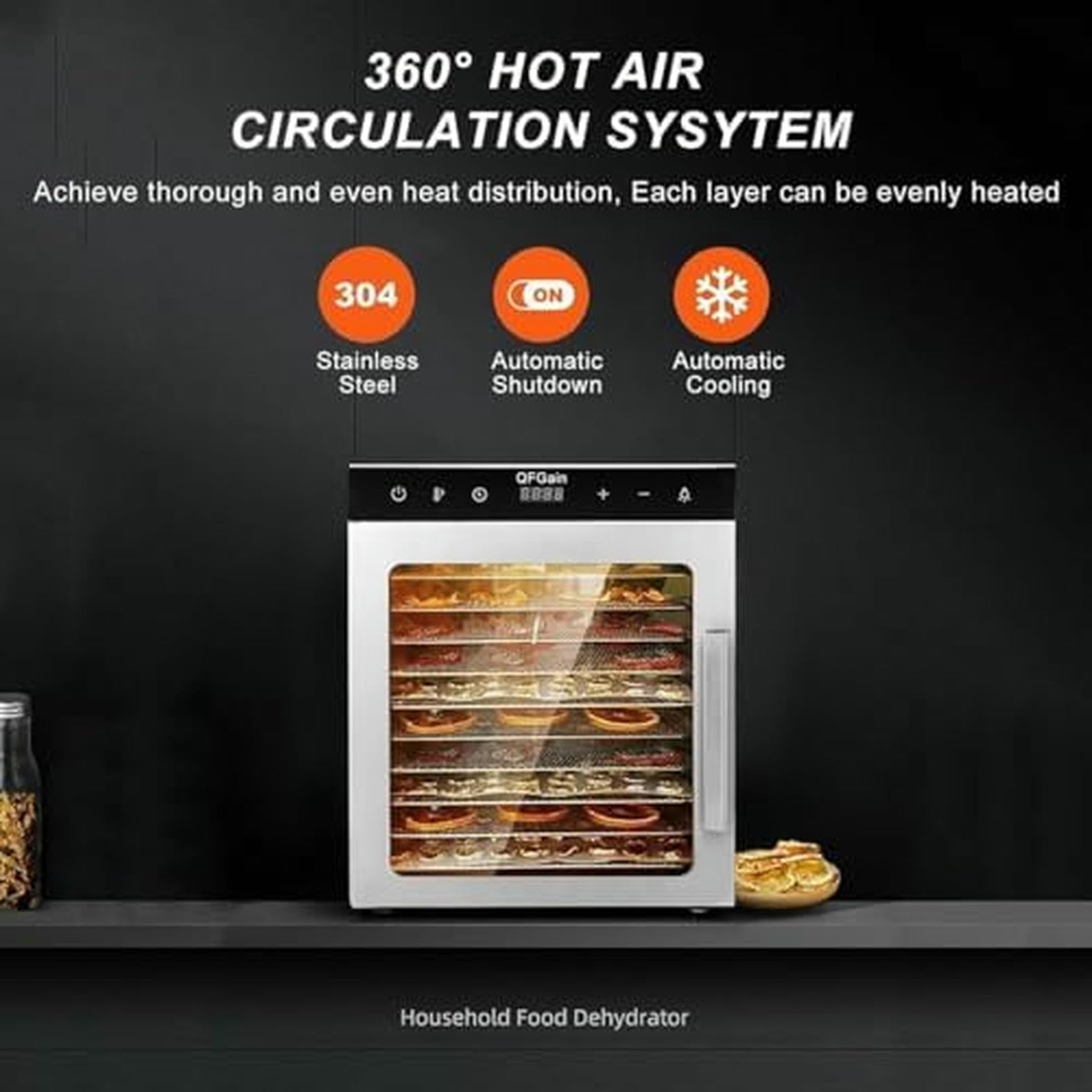 Essiccatore Di Congelamento Commerciale, Asciugatrice Disidratata Elettrica Da 1000 W, 10 Strati Deidratatore Alimentare Con Tempistica 0-24 H, Intervallo Di Temperatura 86 ℉ ~ 194 ℉ Per Verdure