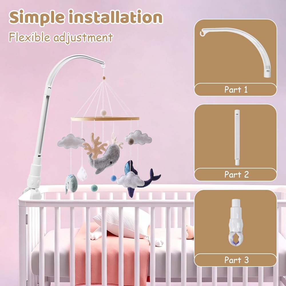Soporte Móvil para Cuna de Bebé, Soporte para Cama de Bebé Cuna Soporte Campanilla Cuna Móvil Soporte Móvil Ajustable para Bebés Soporte de Campana de Cama para Colgar Campanillas Decoración