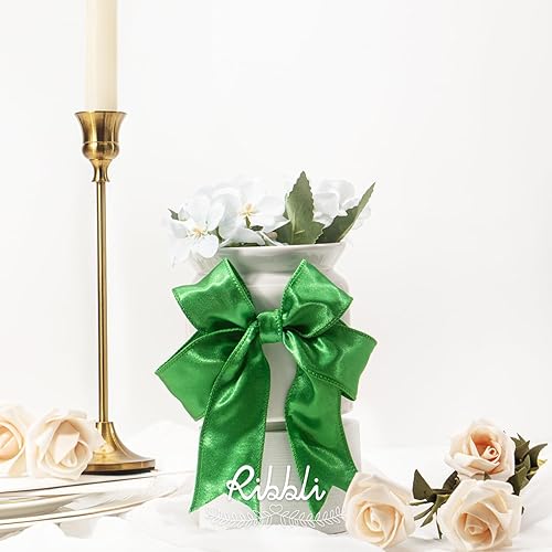 Vista 61 de Ribbli Cinta de satén rosa claro con alambre de 1.5 pulgadas, cinta de Navidad rosa para envolver regalos, coronas, guirnaldas, decoración