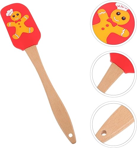 Miniatura 6 de NUOBESTY Espátulas de silicona navideñas para hornear, espátula de decoración de tartas, linda espátula de Navidad resistente al calor, espátula de
