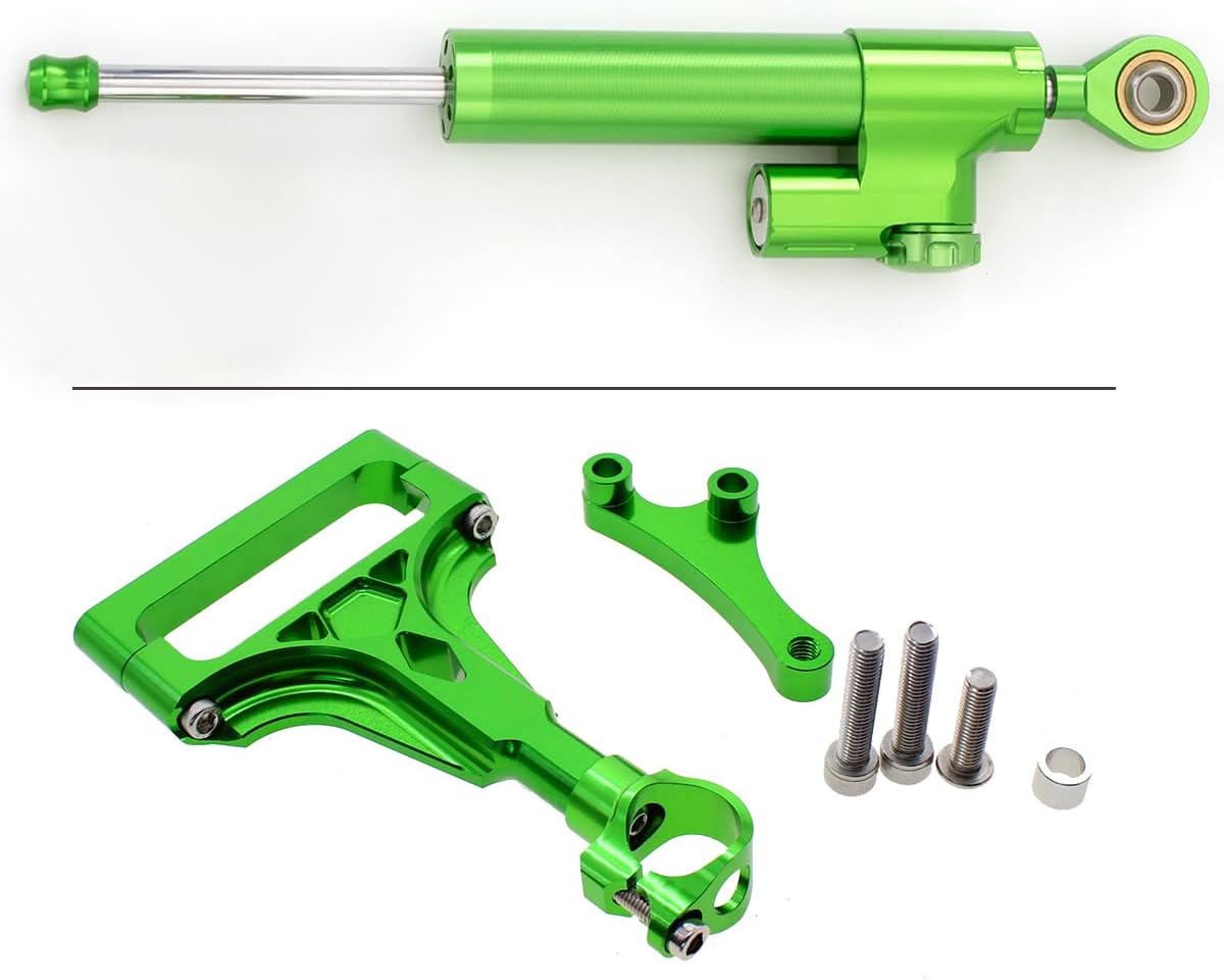 FXCNC Motorcycle CNC Steering Damper Stabilizer Buffer Control Bar With Mounting Bracket Kit Full Set Compatible with Z1000 2003-2009, Z750 2003-2013