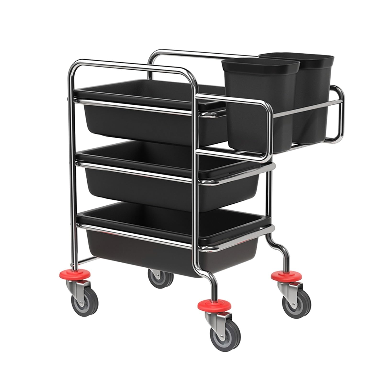 Carrito de metal para recoger platos, carrito de recogida de placas de empuje de acero inoxidable, carrito de cocina rodante para escuelas, restaurantes, hoteles