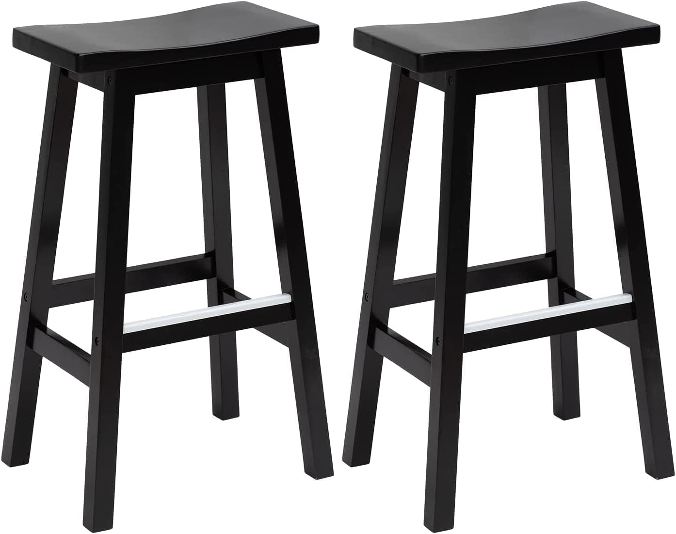 Solid Wood Saddle-Seat Kitchen Counter Barstools Set of 2, 30-Inch Height, Counter Height Bar Stools Wooden Stool Saddle Chair Tall Stool