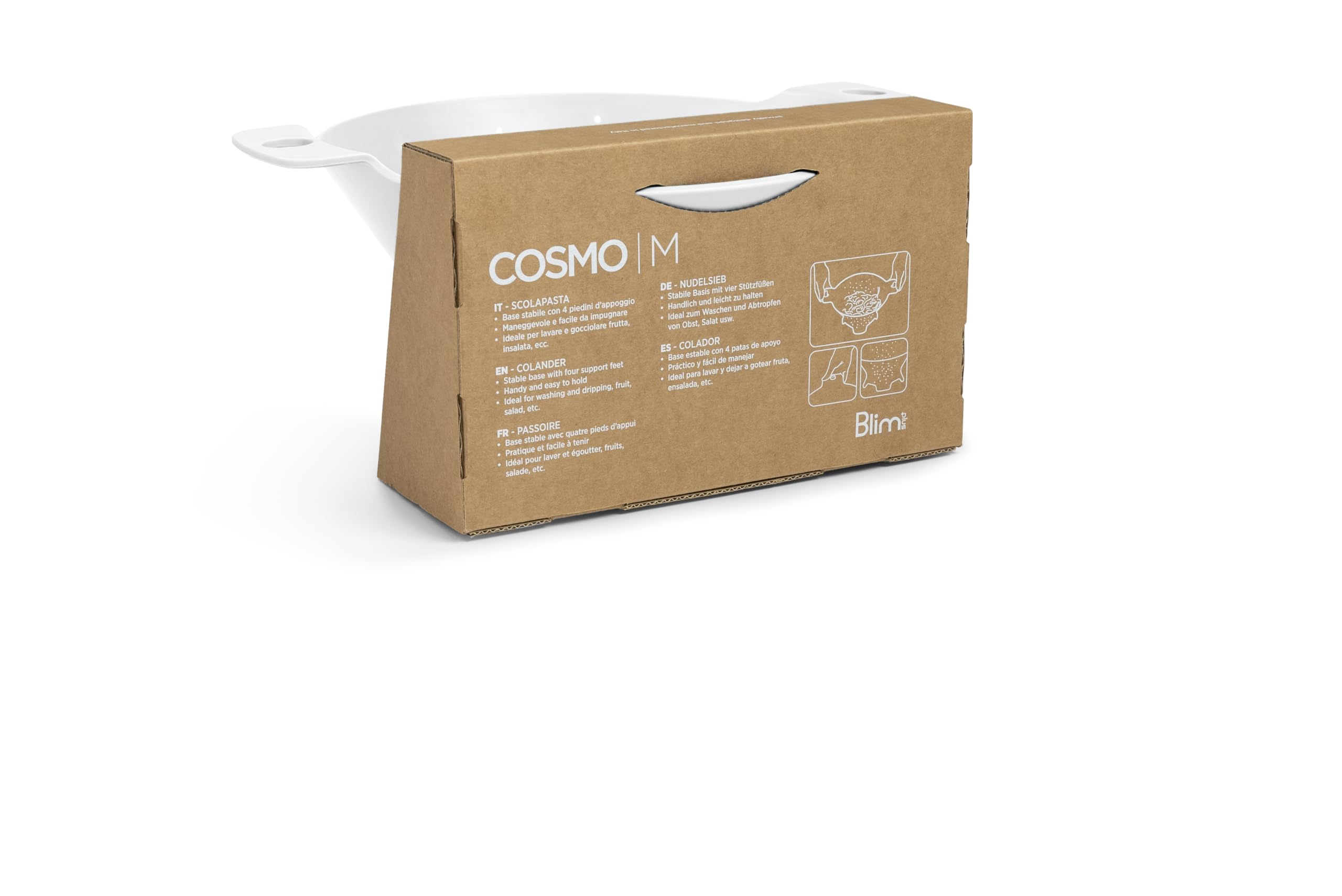 Blim Plus - Scolapasta Cosmo M Arctic White Ø 25cm - Scola Pasta Insalata Frutta Design Fori Stellari - Made in Italy