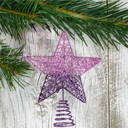 BinaryABC Weihnachtsbaumspitze Stern, glitzernde Weihnachtsbaumdekoration, 20 cm (violetter Farbverlauf) – Ansicht 5