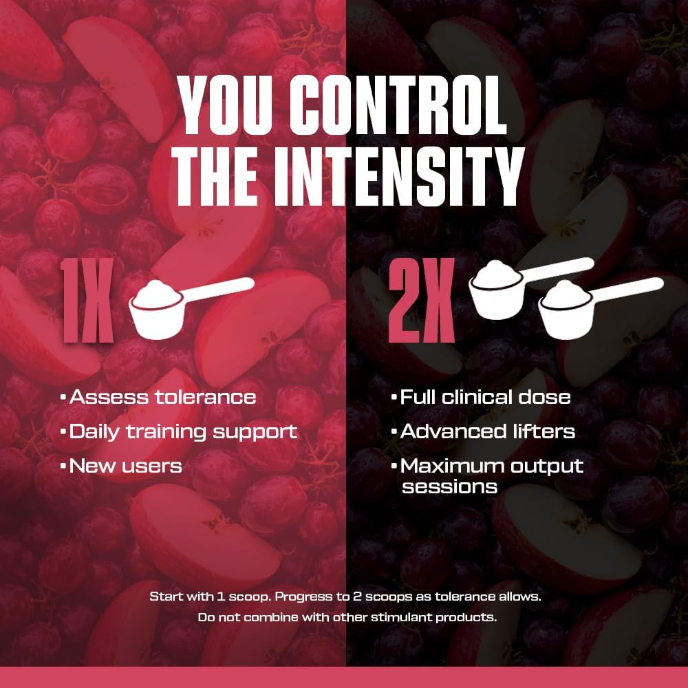 HOSSTILE Hosstility V2 Pre-Workout Powder, All-in-One Pre-Workout Supplement for Energy, Focus & Pump Support, Grape Apple, 40/20 Servings