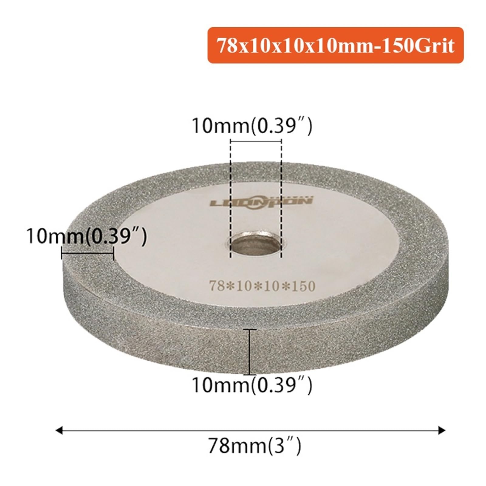 Schleifscheibe 78–150 mm for Schärfen von Wolframstahl-Fräswerkzeugen, Schleifmaschine(78x10mm150Grit)