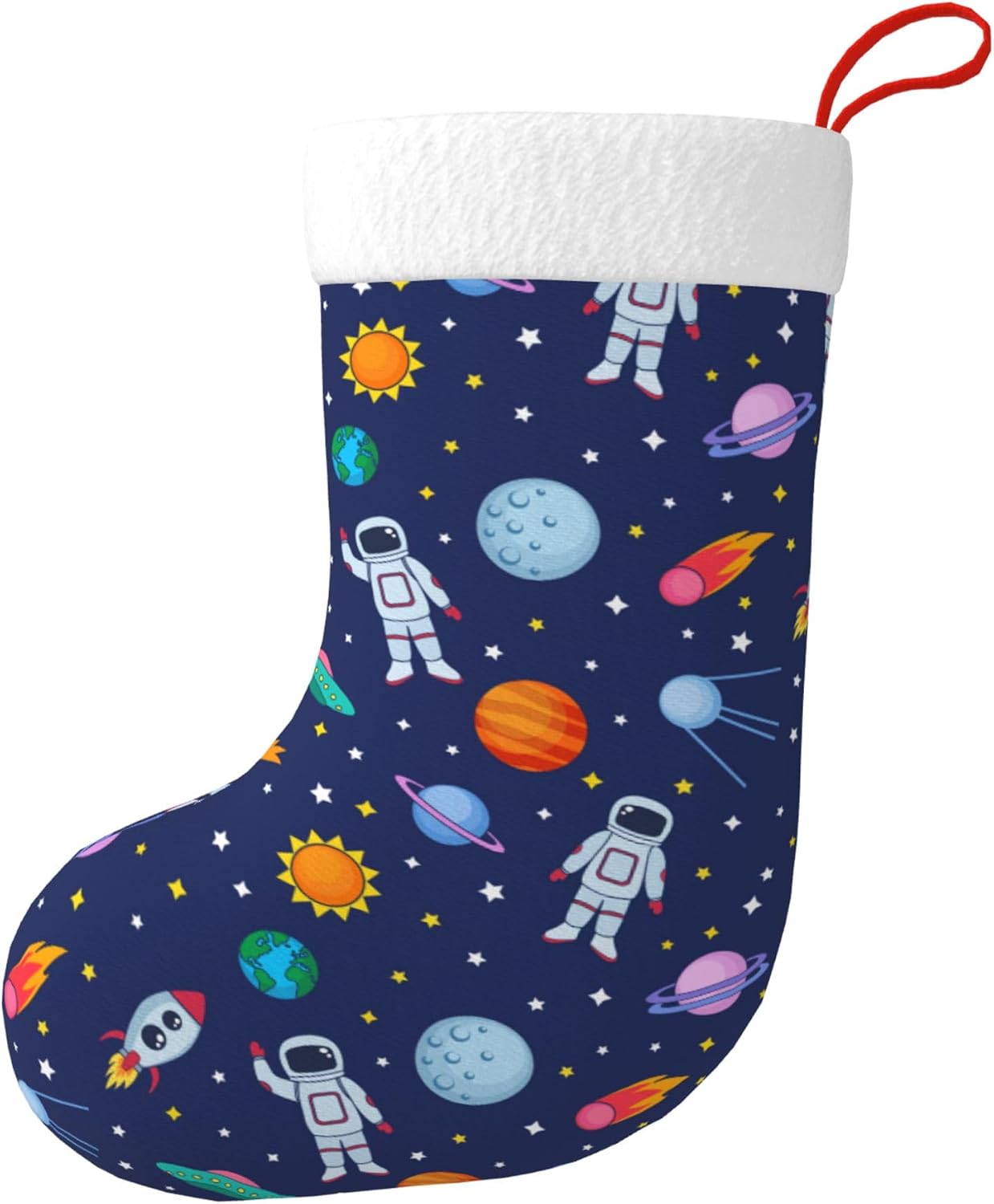 Christmas Stockings for Kids,Astronaut Rockets Space Personalized Large Family Stockings Gift,Soft Xmas Ornament Holiday Decor,18 Inches