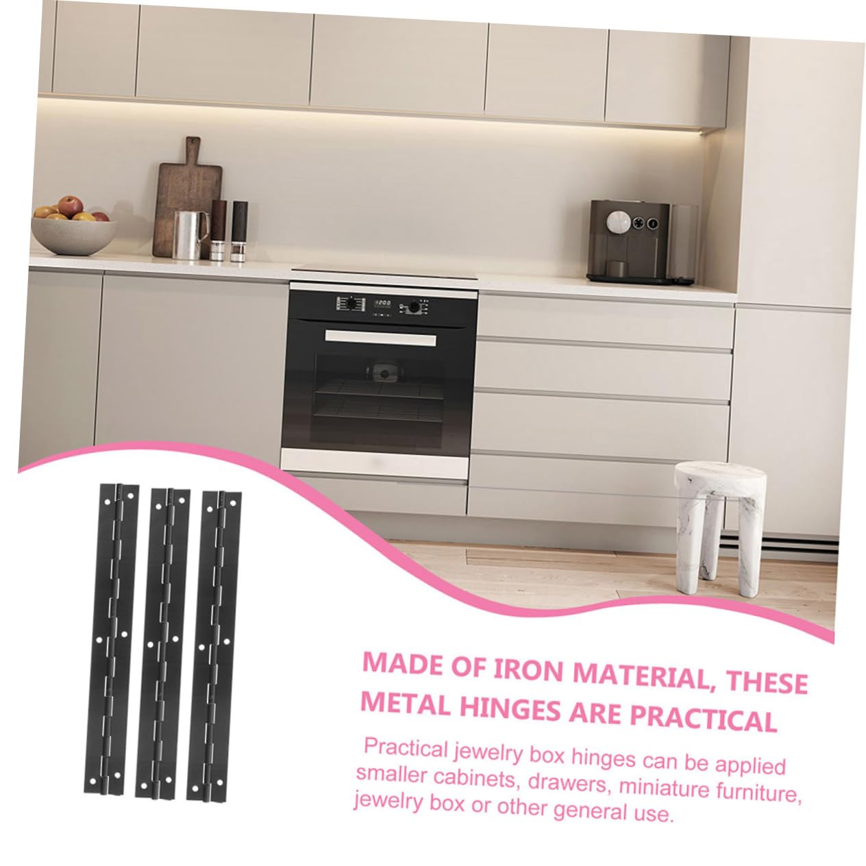 NULYLU 3pcs Box Decorative Metal Hinges for Jewelry Boxes Long Piano Hinges for Cases Lightweight and Sturdy Design for Crafts and Display Projects