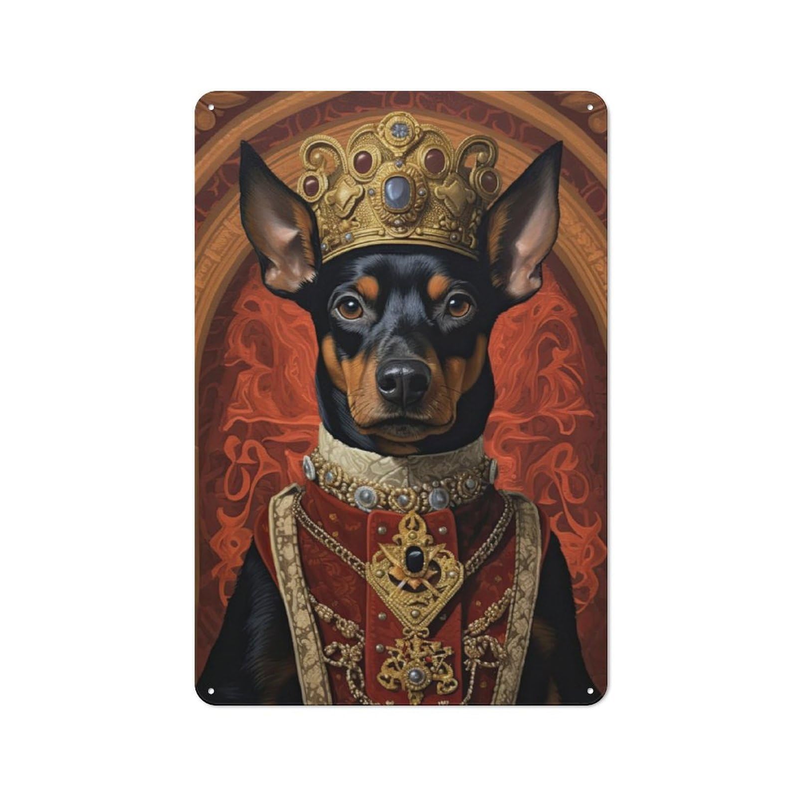 Junmoney Miniature Pinscher King 30X20cm Retro Metal Sign With For Man Cave Or Games Room, Tin Sign Wall Decor For Games Rooms And Man Caves