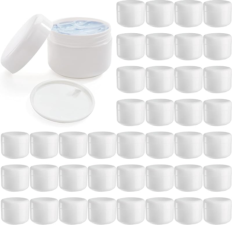 Bekith 40 potes cosméticos brancos de 50 mL com vedantes internos e tampas abobadadas