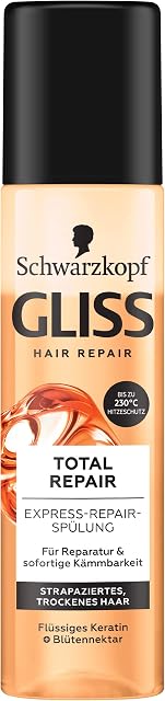 Odżywka Gliss Kur express Total Repair (200 ml) do natychmiastowego czesania i ochrony przed łamaniem włosów, odżywka dla miękkości i połysku