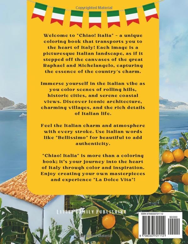 Ciao! Italy Dream & Draw Coloring Book: Adult Coloring Pages Featuring Italian Cities, Interiors and Landscapes. Perfect for Travel Dreaming and Relaxation (Beautiful Destinations Coloring Books) - Image 2