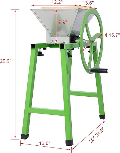 Miniatura 7 de Molinillo de exprimidor manual con soporte 7L, trituradora de frutas portátil con rueda Rascador de frutas de acero inoxidable Pulper para prensado