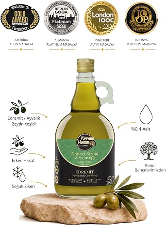 Ayvalık (Edremit) - Erken Hasat Naturel Soğuk Sıkım Zeytinyağı (1lt)