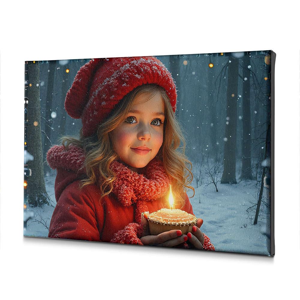 Tableau salon forêt enneigée toile décorative enfant bougie 40x60 - 5