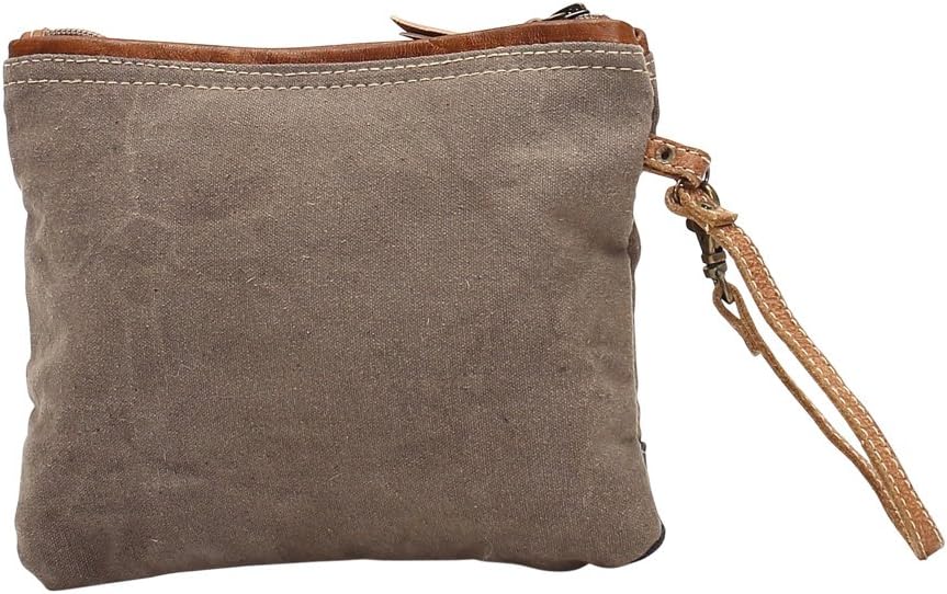 Myra Bag Haute Couture Upcycled Denim & Canvas Wristlet Bag S-1018