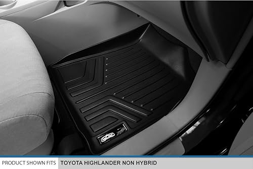Miniatura 3 de SMARTLINER Juego de alfombrillas de piso de ajuste personalizado de 2 filas, color negro para Toyota Highlander 2008-2013 no híbrido