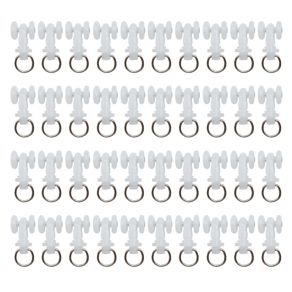 XINGSUI 30pcs Curtain Track Rollers, Twin Wheeled Curtains Rollers, for Bendable Curtain Track, Curtains Rail Gliders