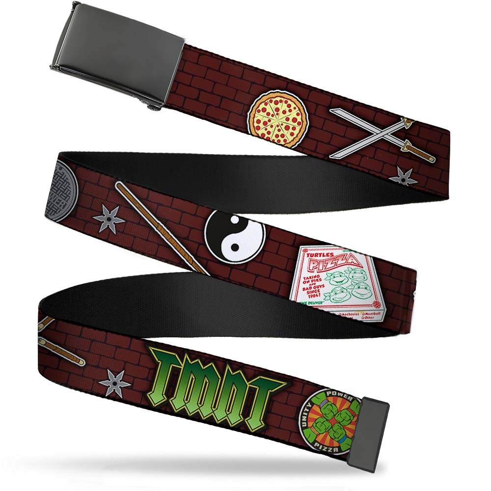 Buckle-Down Web Belt - Classic TMNT Gear/Elements Brick Wall