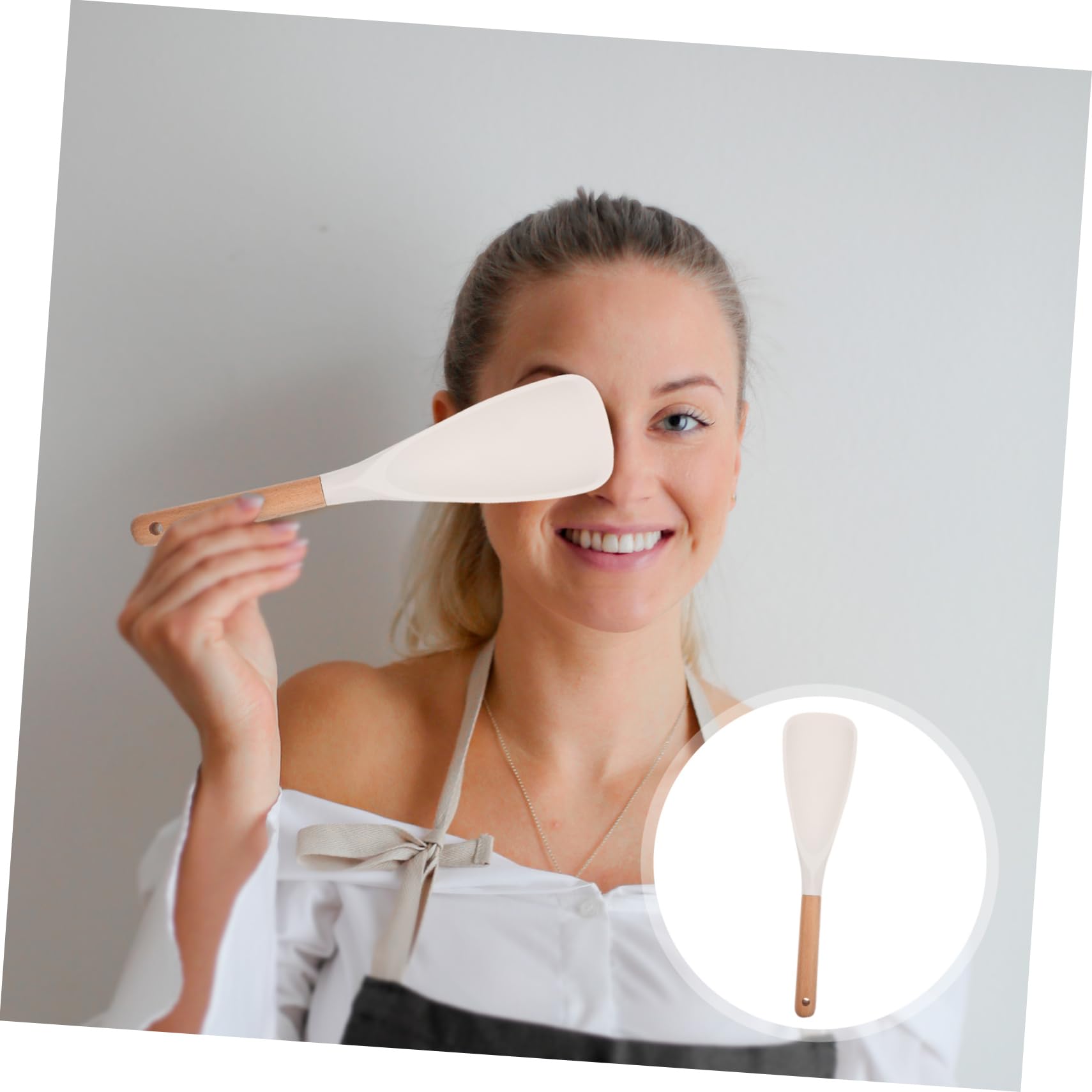SOLUSTRE 1Pc Creative Rice Spoon Non Stick Rice Paddle with Handle Soup Spoon Kitchen Utensil for Serving and Scooping