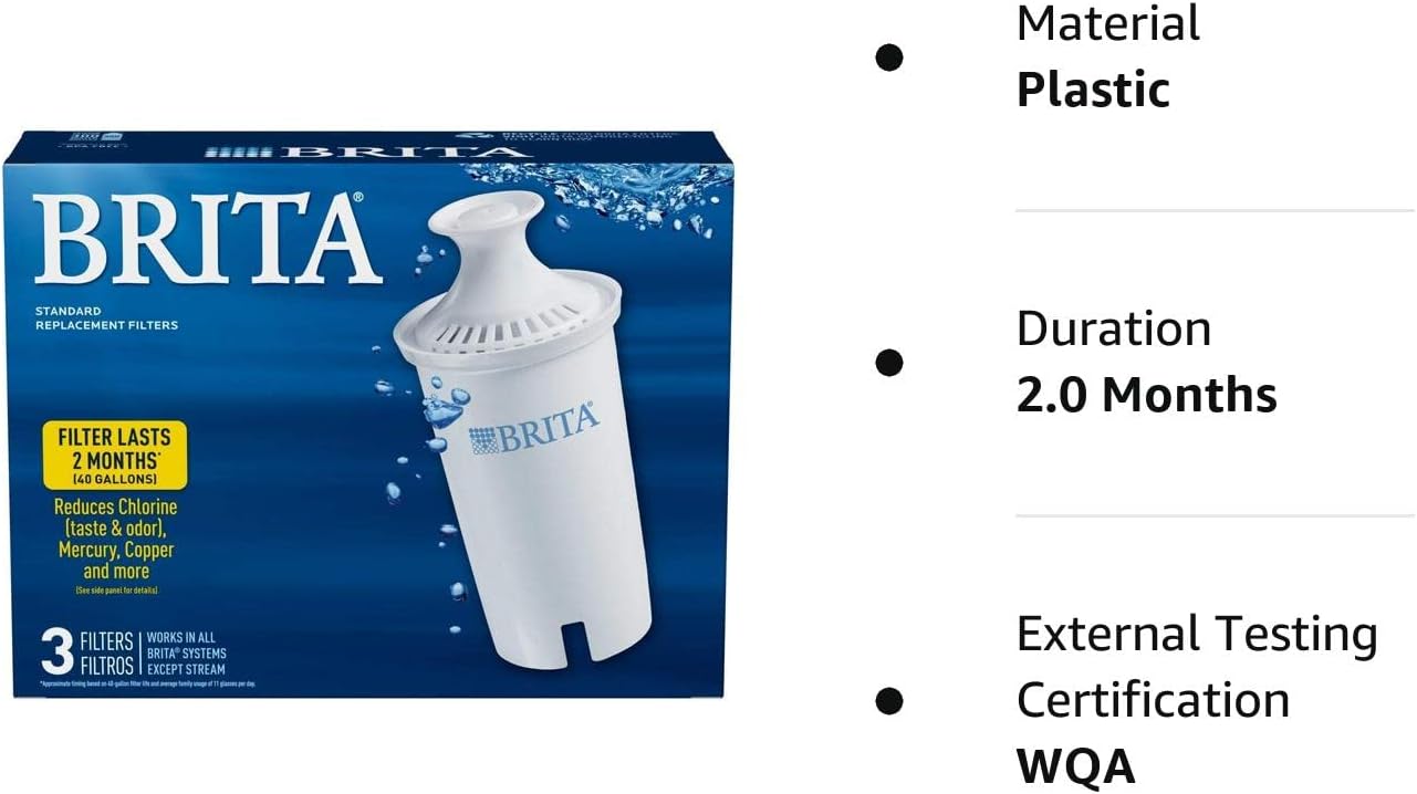 Brita Standard Water Filter, Standard Replacement Filters for Pitchers and Dispensers, BPA Free - 3 Count : Tools & Home Improvement