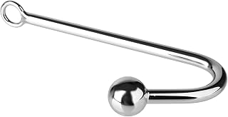 Chrontier Heavy Duty Stainless Steel Solid Metal Anal Hook Trainer Bondage Hook with 1.2" Triple Ball End BDSM Massager Rope Anus Butt Plug Unisex Fetish Sex Toy (1 Bead)