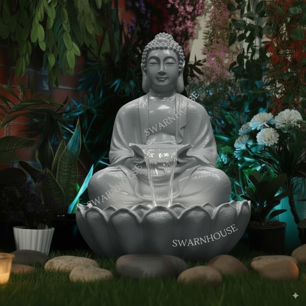 Premium Large 91 cm Buddha Water Fountain Sculpture, Outdoor Garden Decor (Design 11)