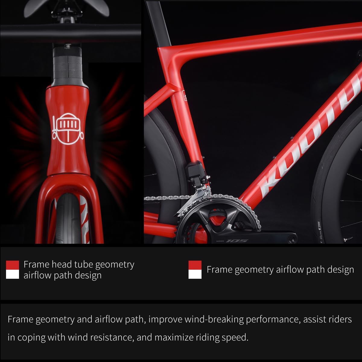 KOOTU Carbon Road Bike Lightweight 24 Speed Road Bicycle with 7170 Groupset T1000 Full Carbon Frame & Fork with Disc Brake