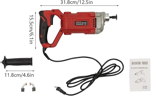 Miniatura 4 de Fetcoi Vibrador de hormigón, vibradores de hormigón de mano de potencia, herramienta vibradora de hormigón eléctrica de 1100 W con eje de 6.6 pies