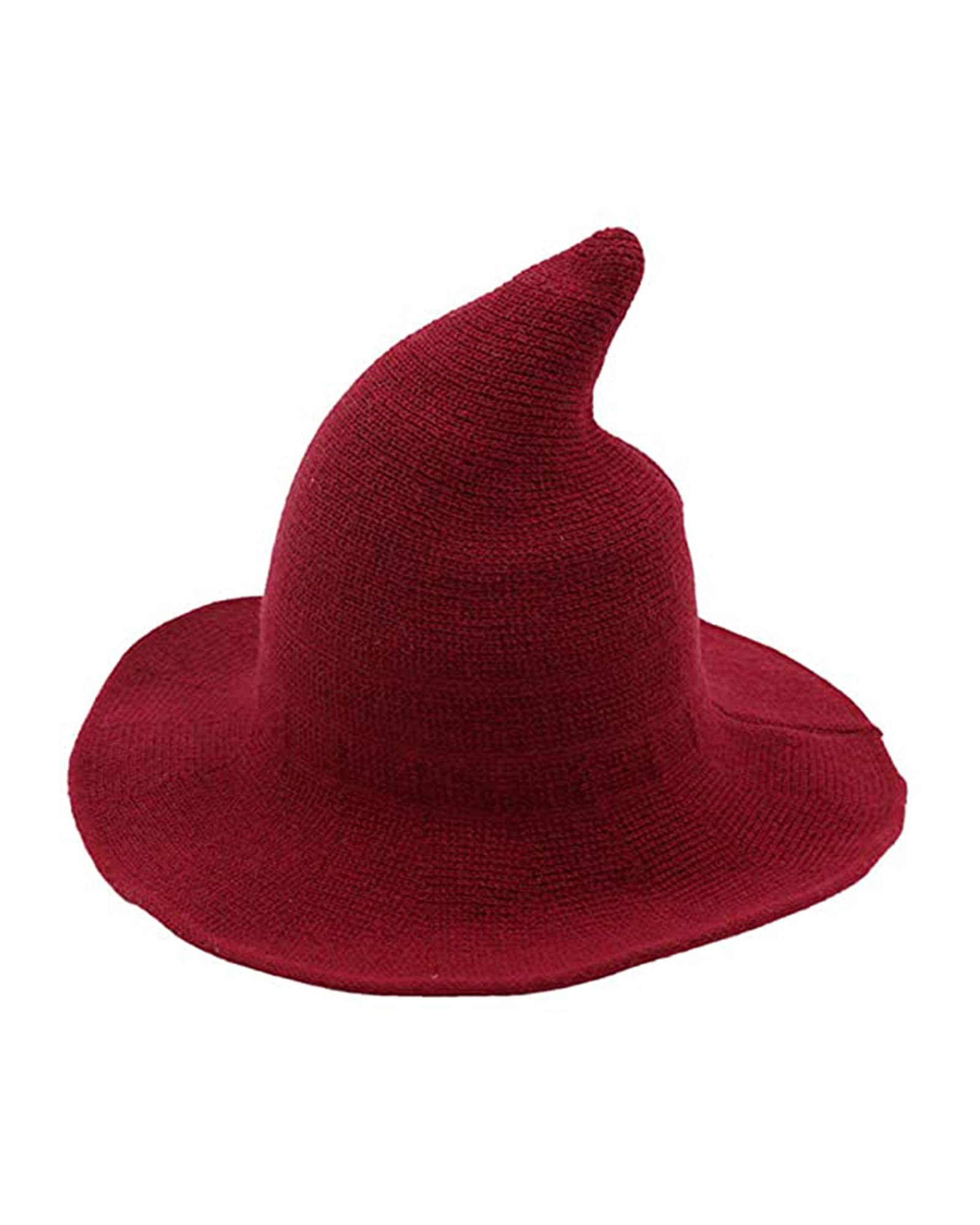 Acrawnni Women Halloween Wool Witch Hat Knitted Cap Partys Masquerade Cosplay Costume Accessory (Red, ONE Size)