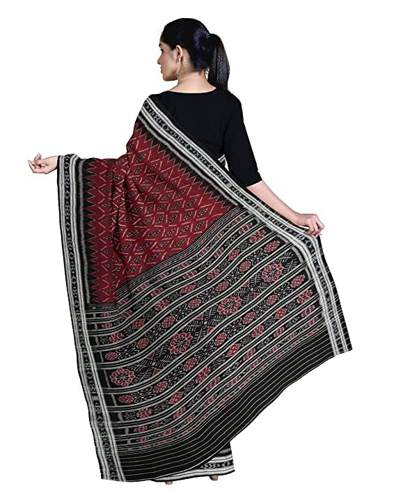 Image of Odisha Sambalpuri Handloom Ikat Women's Cotton Saree, Odisha Handloom Handmade Pure Cotton Khandua Saree, Ikkat Orissa Traditional Handloom Saree Without Blouse