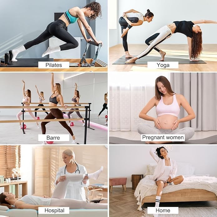 Pilates Socks for Women, Non-Slip Grip Socks for Yoga & Barre, Cotton Crew Style, Anti-Skid Design, Pack of 4 - Image 8