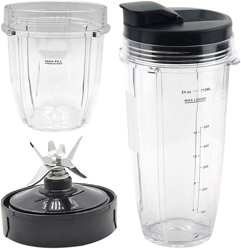 Anbige Cuchilla de piezas de repuesto con 2 tazas, compatible con Ninja Blender Auto iQ BL482 30 DOB, BL451 30 DOB, BL480D 69 DOB, BL455 30 DOB