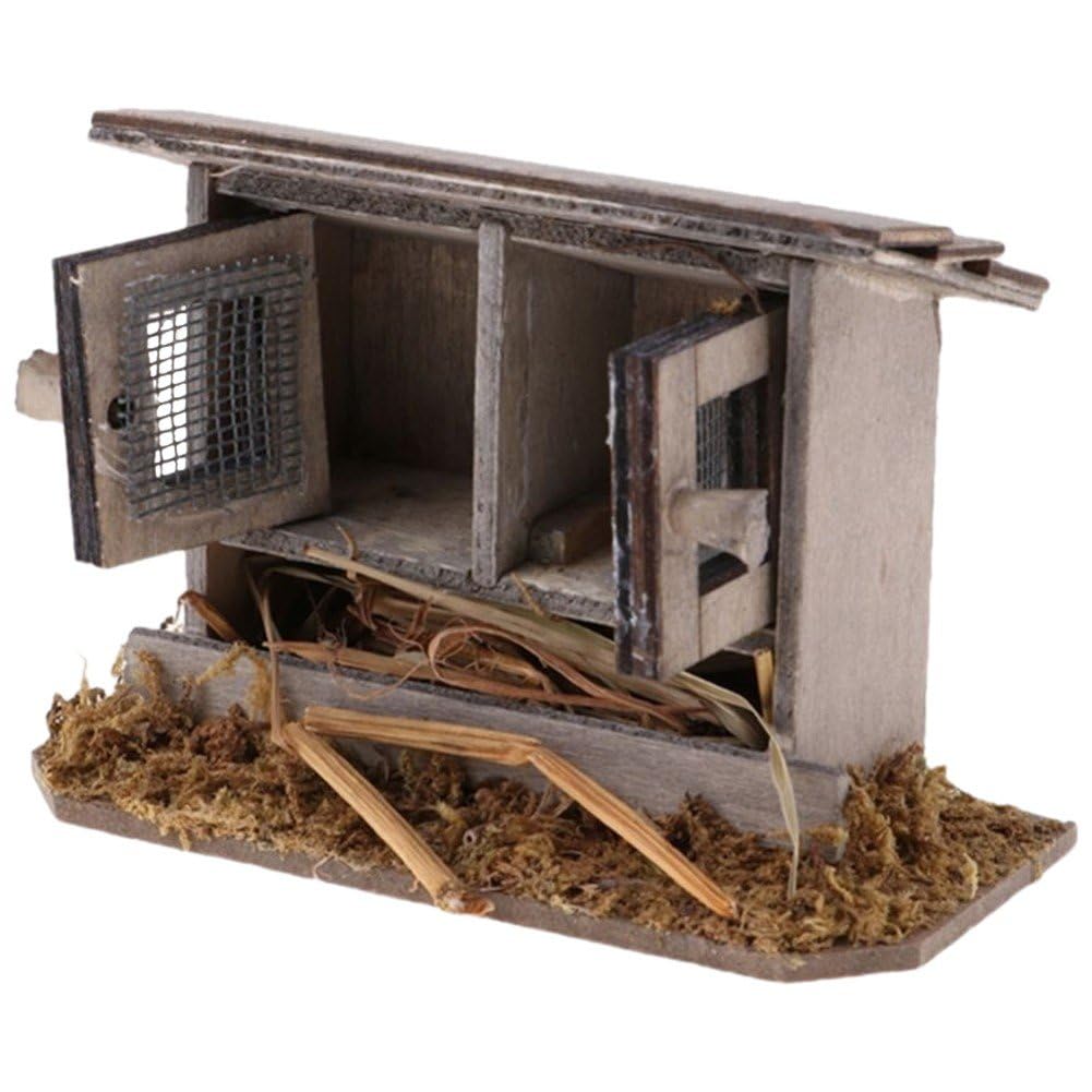 Uzztfa Chicken Coop Dollhouse Miniature Hen House Accessory, 1:12 Scale Dollhouse Garden Accessory