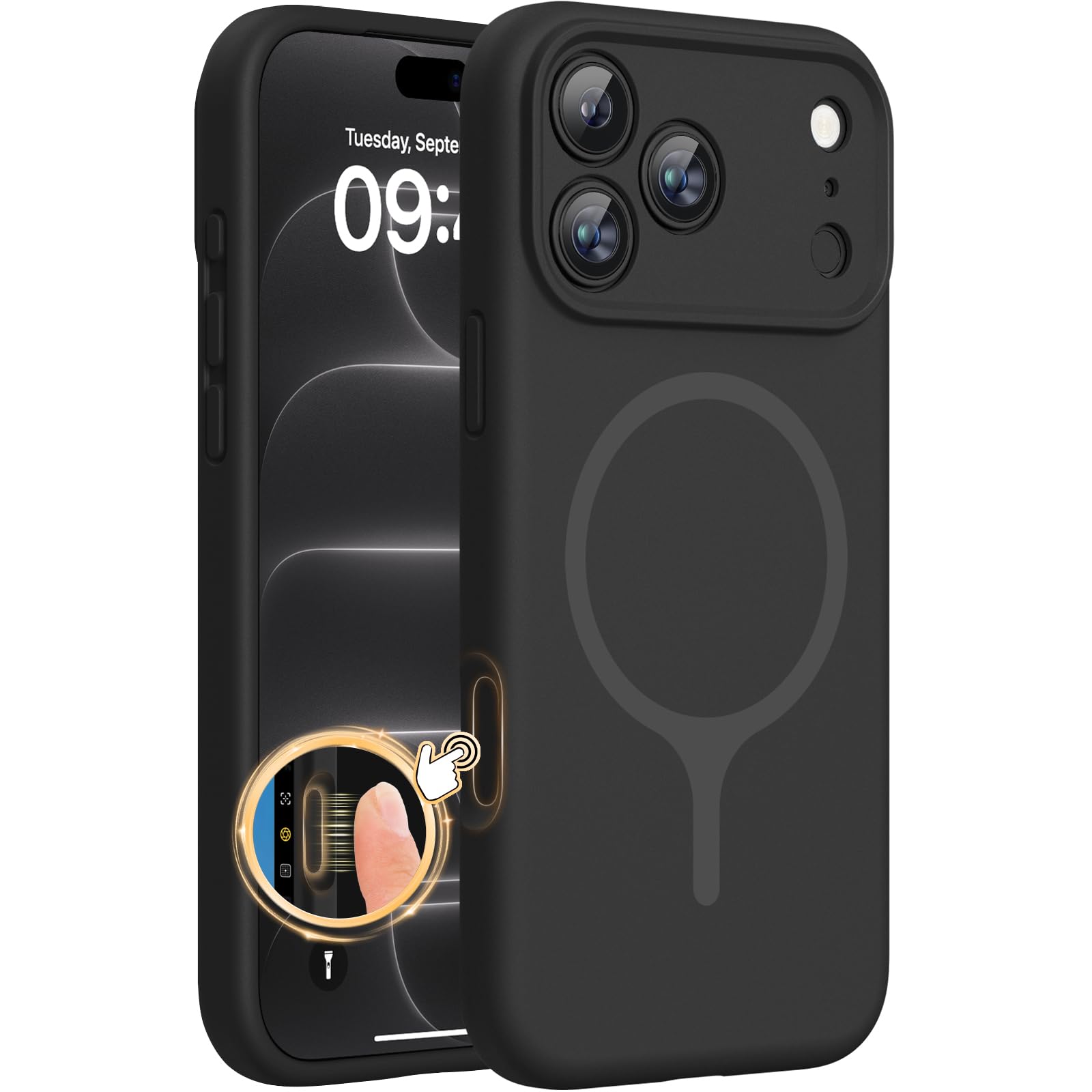 Miracase Silicone & Magnetic for iPhone 18 Pro Max Case, Black | Compatible with MagSafe, Camera Control Cover, Premium Silicone Cover Shockproof Drop Protection Phone Case for 18 Pro Max