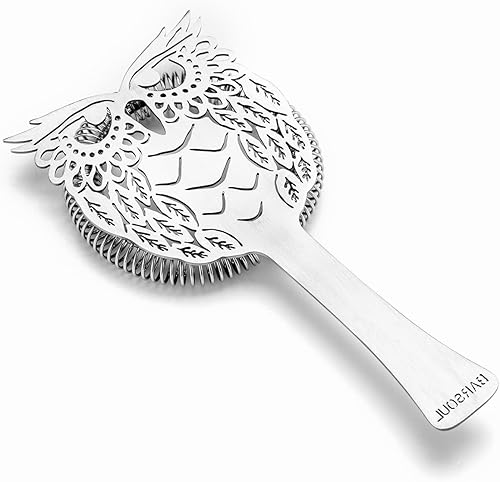 SUN GKOTTA Colador Hawthorne Hermoso y exquisito patrón, colador de cóctel de acero inoxidable con resorte apretado y duradero, colador de bar,