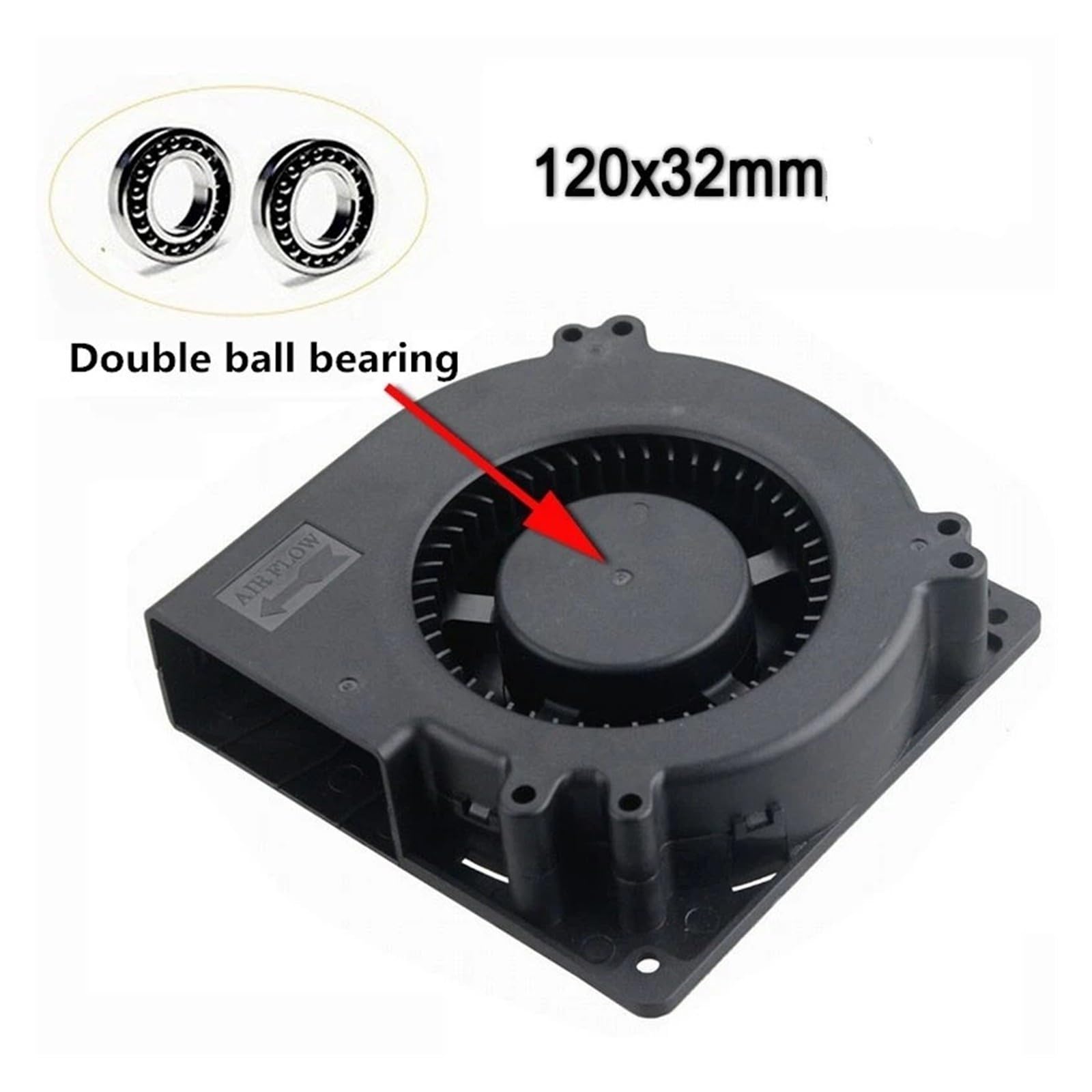 Genérico Ventilador USB Turbo 120x32mm, 5V, Doble Rodamiento De Bolas