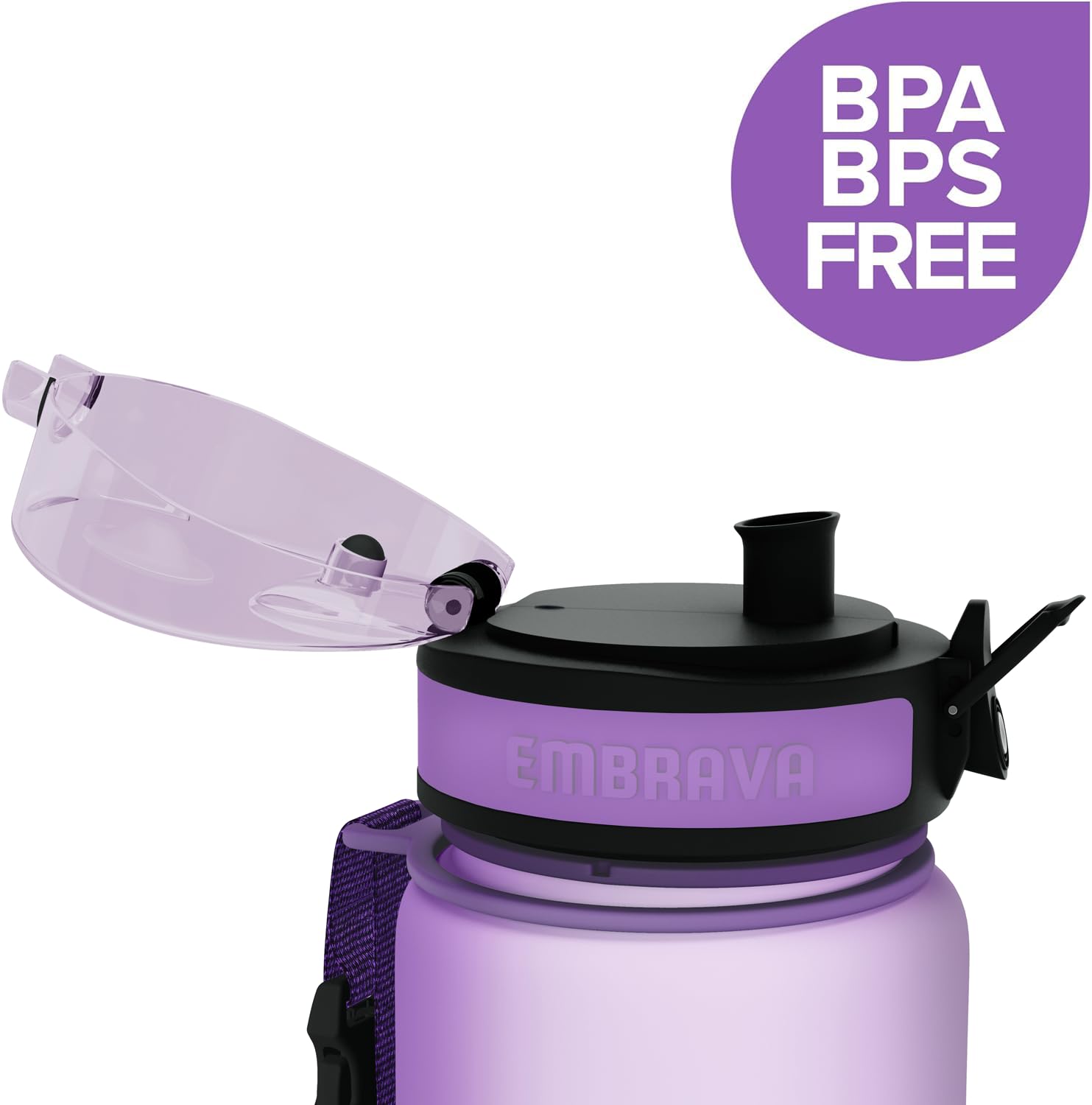 Embrava Wasserflasche mit Zeitmarkierungen, 680 ml, für Sport, Fitnessstudio und Wandern, BPA- und BPS-frei, Ein-Klick-Öffnung, auslaufsicher und sicher