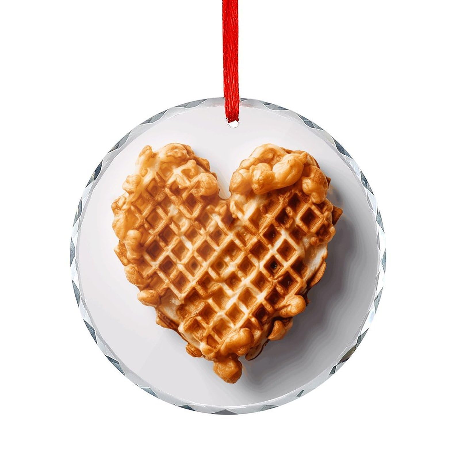Btcowzrv Style Heart Shaped Waffles Round Ornament Hanging Pendant Decor