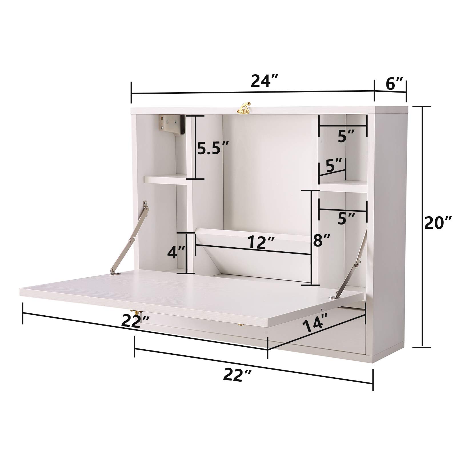 Wall Mounted Table, Folding Laptop Desk WallMount Writing Desk with