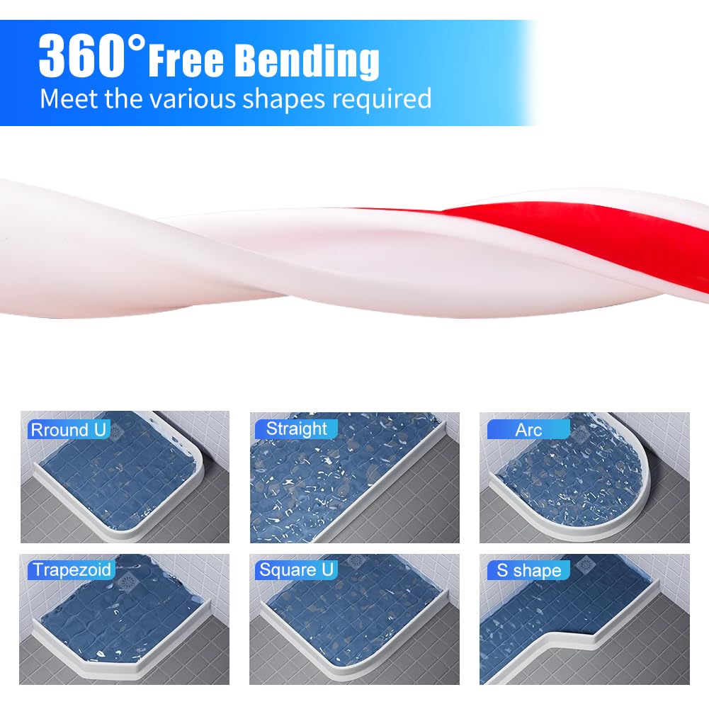 Barriera Doccia Ferma Acqua, 3M Soglia Doccia, Silicone Barriera Acqua Impermeabile Autoadesivo, Pieghevole Bordo Vasca da Bagno Pieghevole Barriera, per Doccia Cucina Bagno (Bianco 2*3CM)