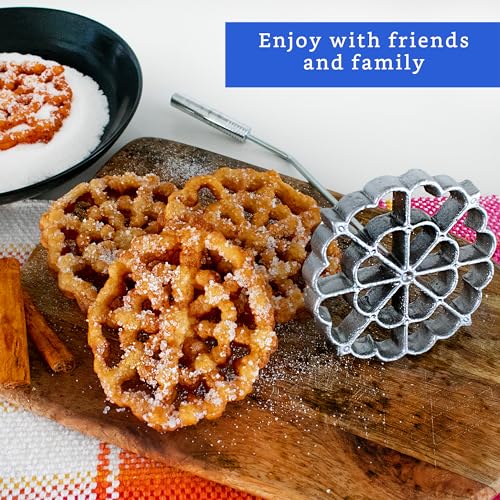 Bunuelos Mold with Handle (4.7 in Cast Aluminum) - Molde para Buñuelos de Viento Mexicanos - Buñuelos de Viento Moldes - Bunuelo Mold Mexican Cookware - Rosette Iron Set with Handle - Rosette Mold
