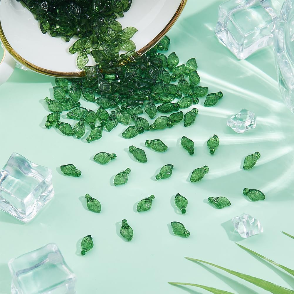 DICOSMETIC 300Pcs Acrylic Leaf Charm Leaf Drops Pendant Leaf Earring Charms Transparent Small Tree Leaves Pendants Spring Charms for Bracelets DIY Jewelry Making - Image 4