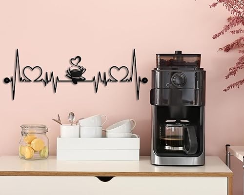 Miniatura 2 de Kas Home Decoración de pared de taza de café, letreros de silueta de alambre de metal de hierro, arte de pared para bar, tienda, cocina, comedor