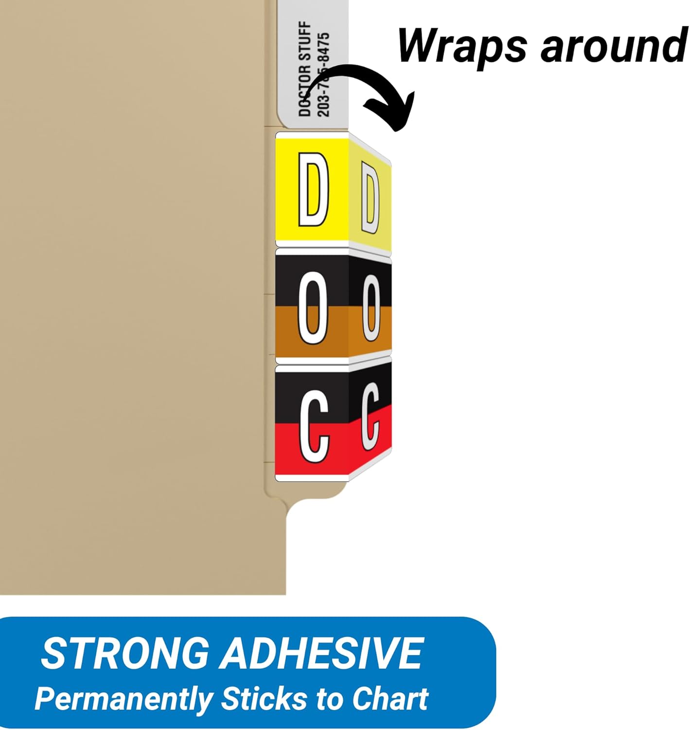 Doctor Stuff - File Folder Labels, Alphabet Letter R, Kardex PSF-139 Alpha - KXAM Series Compatible Alpha Stickers, Black/Blue, 1-1/4" x 1-1/2", 500/Roll